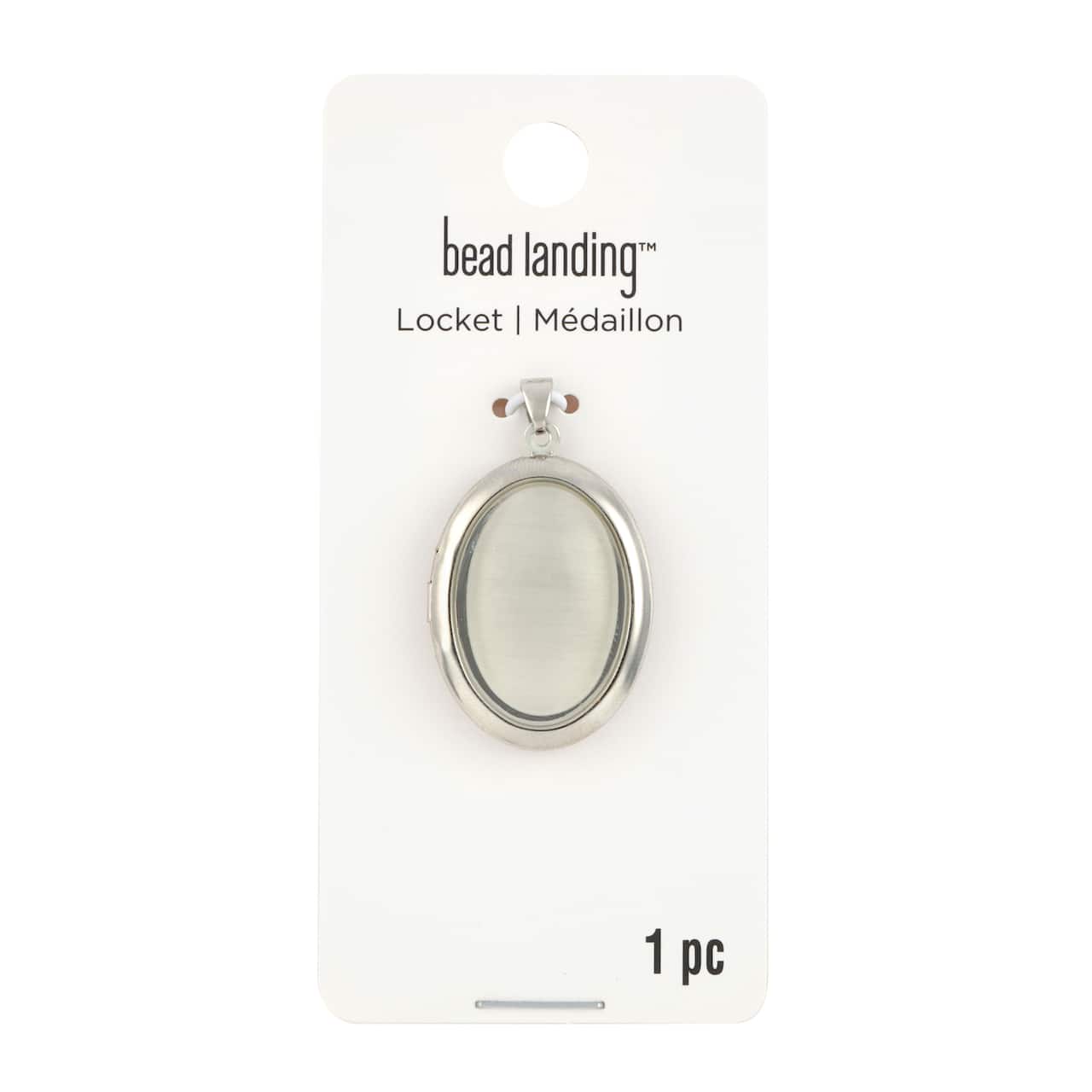 White &#x26; Rhodium Oval Locket by Bead Landing&#x2122;